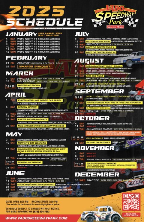 2025 Races Calendar Vado Speedway Park 2025 Races Calendar Vado Speedway Park